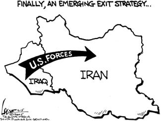 Bush invades Iran cartoon