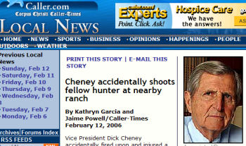 Cheney shooting--Corpus Christi newspaper screenshot