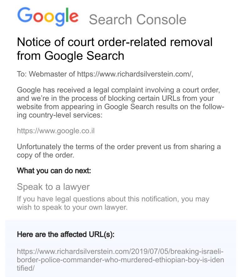 ben ezri google censorship order