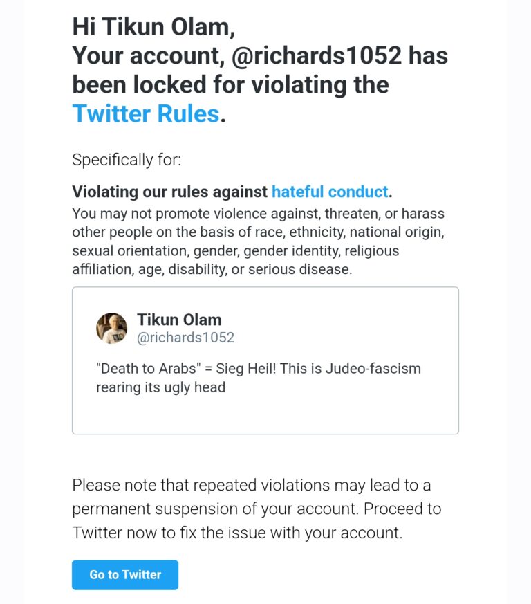 twitter acct lock notice w censored tweet